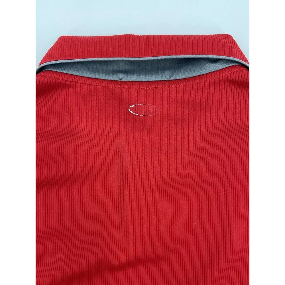 adidas clima 365 Men's Large Red Long Sleeve Pull Over Shirt Button L‎
